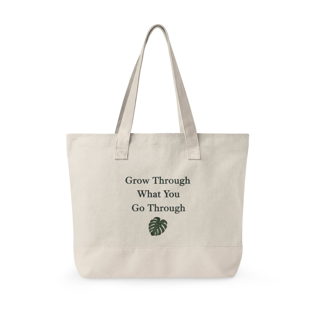 Canvas Tote Bag — "Grow Through What You Go Through" Inspirational Plant Quote