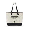 Canvas Tote Bag — "Grow Through What You Go Through" Inspirational Plant Quote