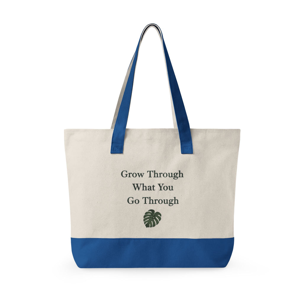 Canvas Tote Bag — "Grow Through What You Go Through" Inspirational Plant Quote