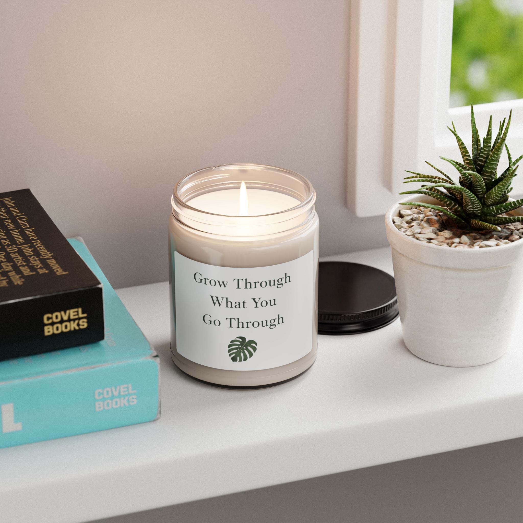 Inspirational Soy Candle 9oz – “Grow Through What You Go Through” Scented Jar
