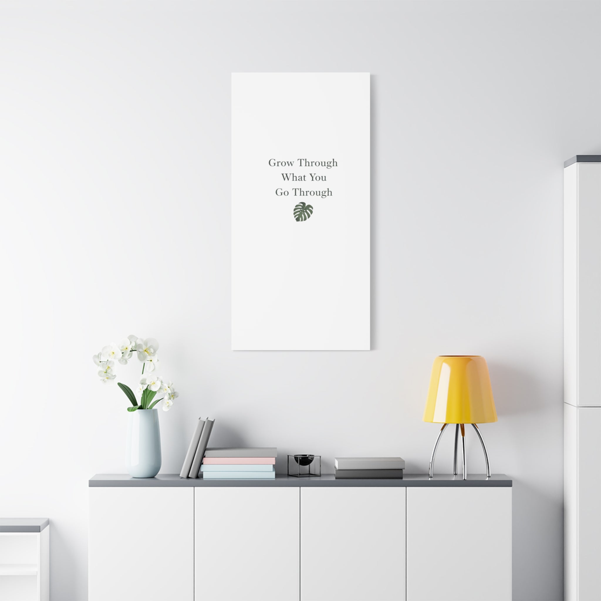 Grow Through What You Go Through Canvas Wall Art — Inspirational Quote Botanical Print
