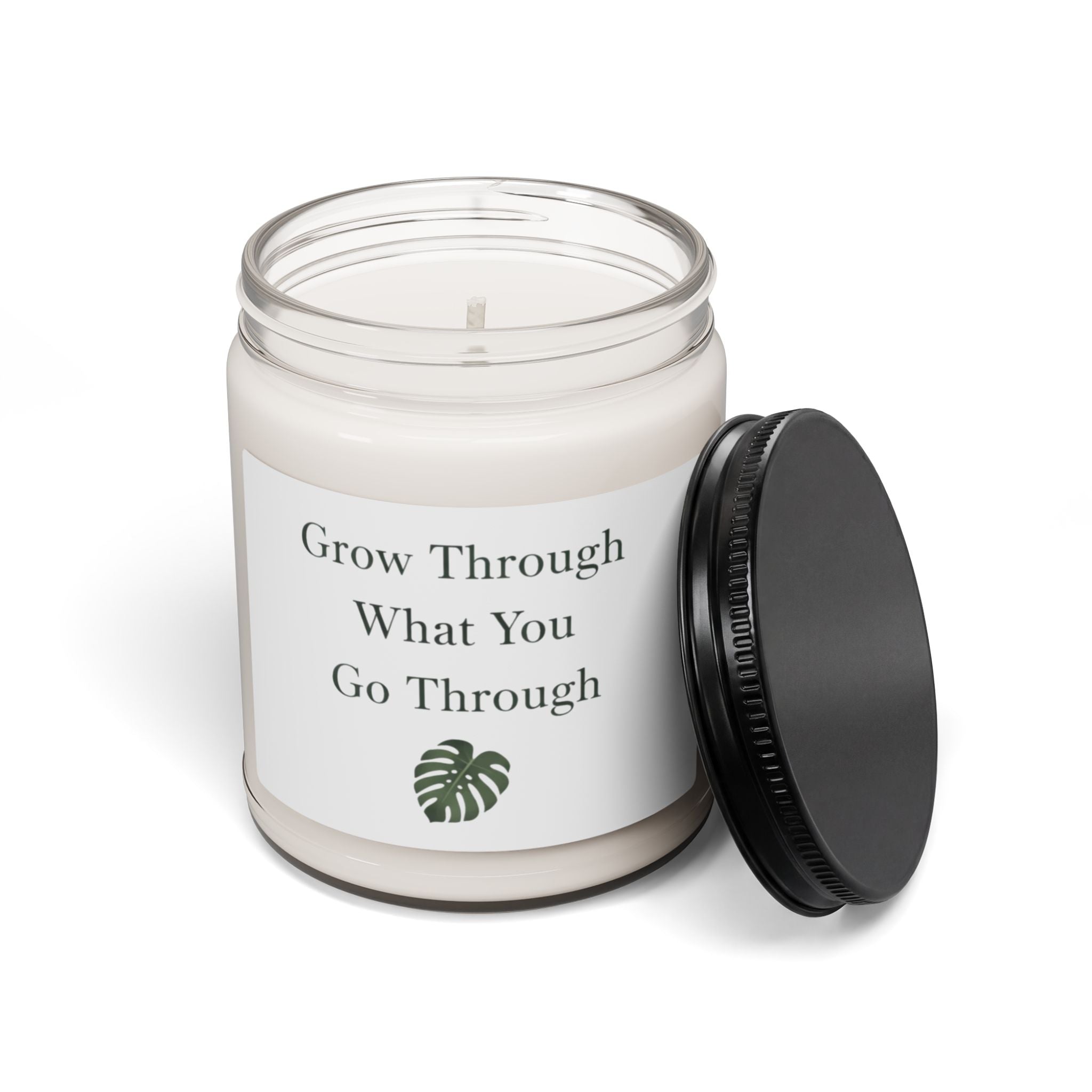 Inspirational Soy Candle 9oz – “Grow Through What You Go Through” Scented Jar