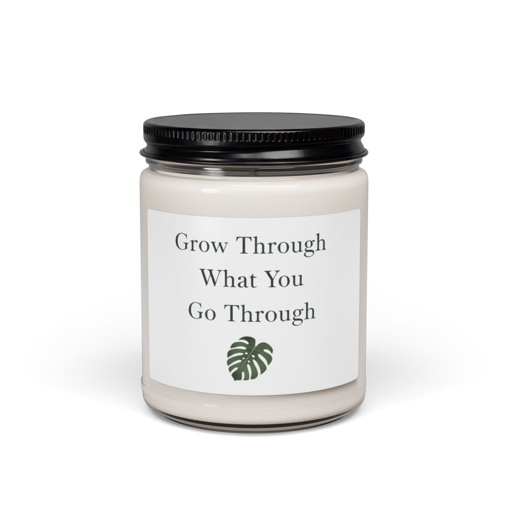 Inspirational Soy Candle 9oz – “Grow Through What You Go Through” Scented Jar