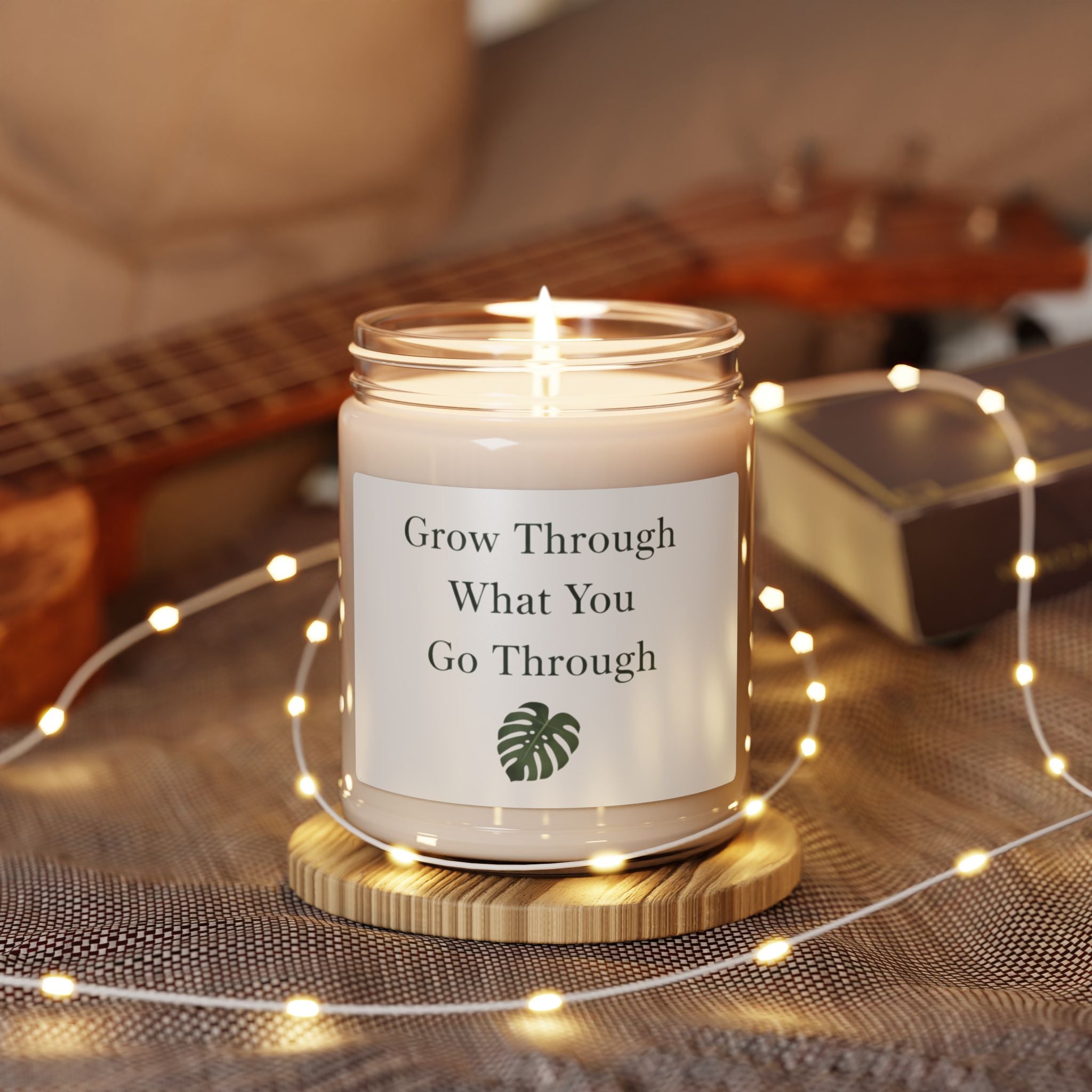 Inspirational Soy Candle 9oz – “Grow Through What You Go Through” Scented Jar
