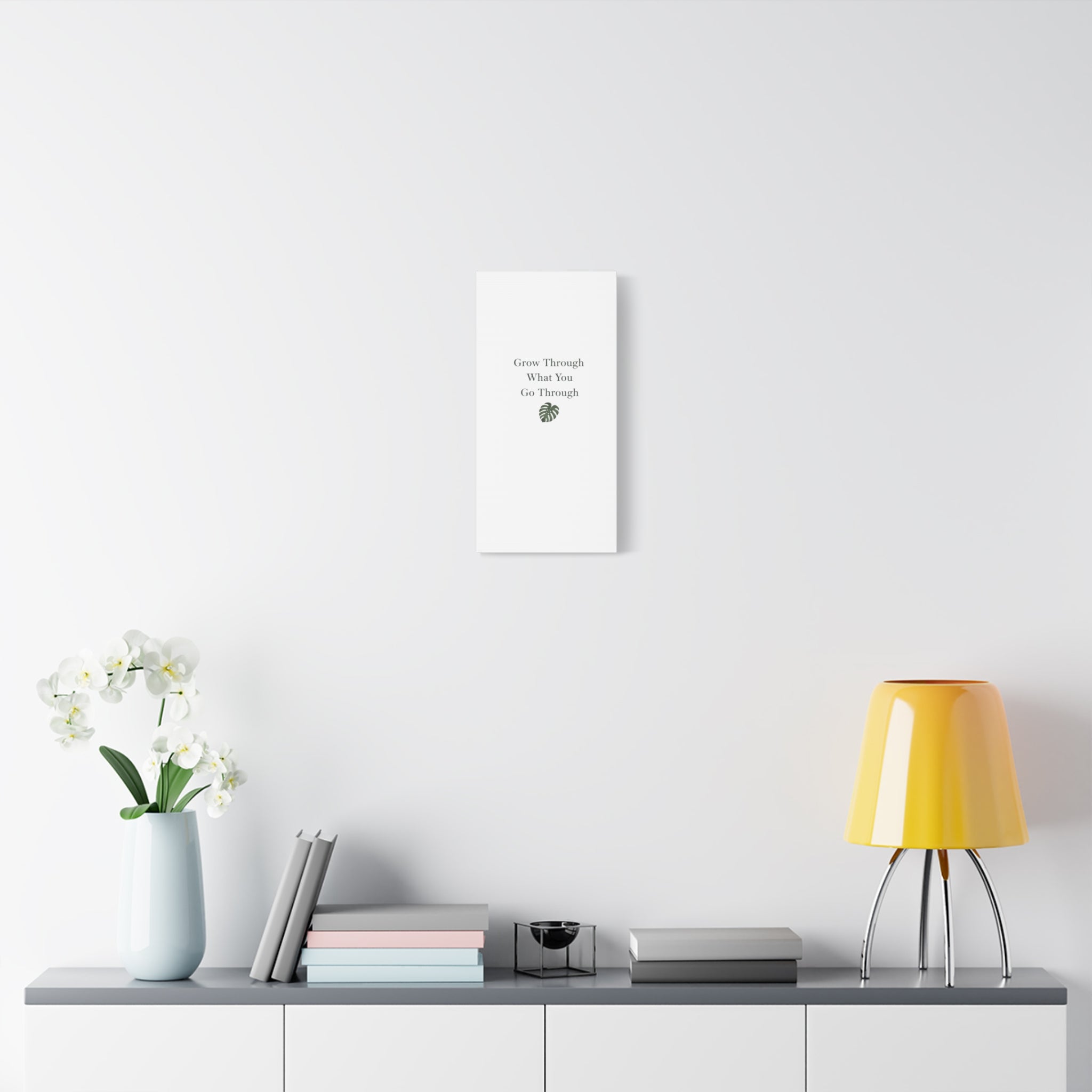 Grow Through What You Go Through Canvas Wall Art — Inspirational Quote Botanical Print