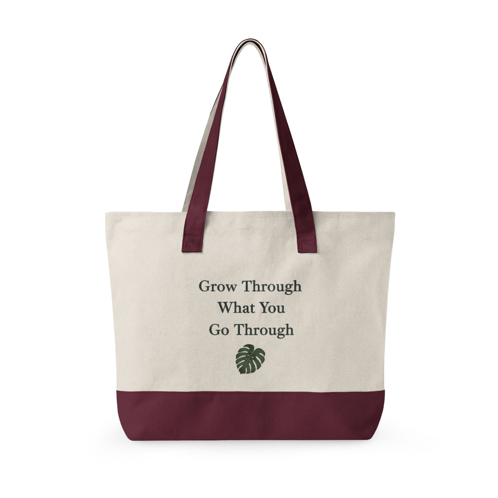 Canvas Tote Bag — "Grow Through What You Go Through" Inspirational Plant Quote