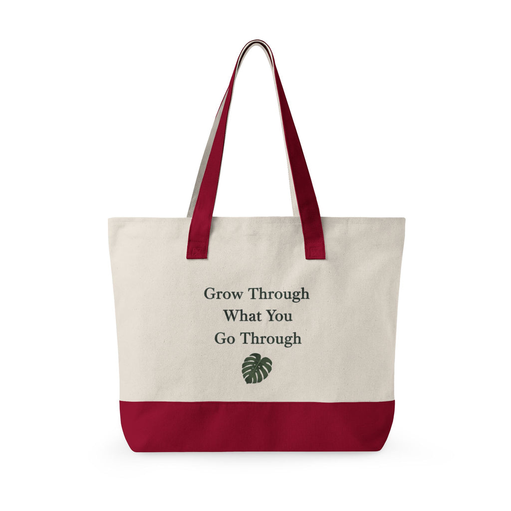 Canvas Tote Bag — "Grow Through What You Go Through" Inspirational Plant Quote