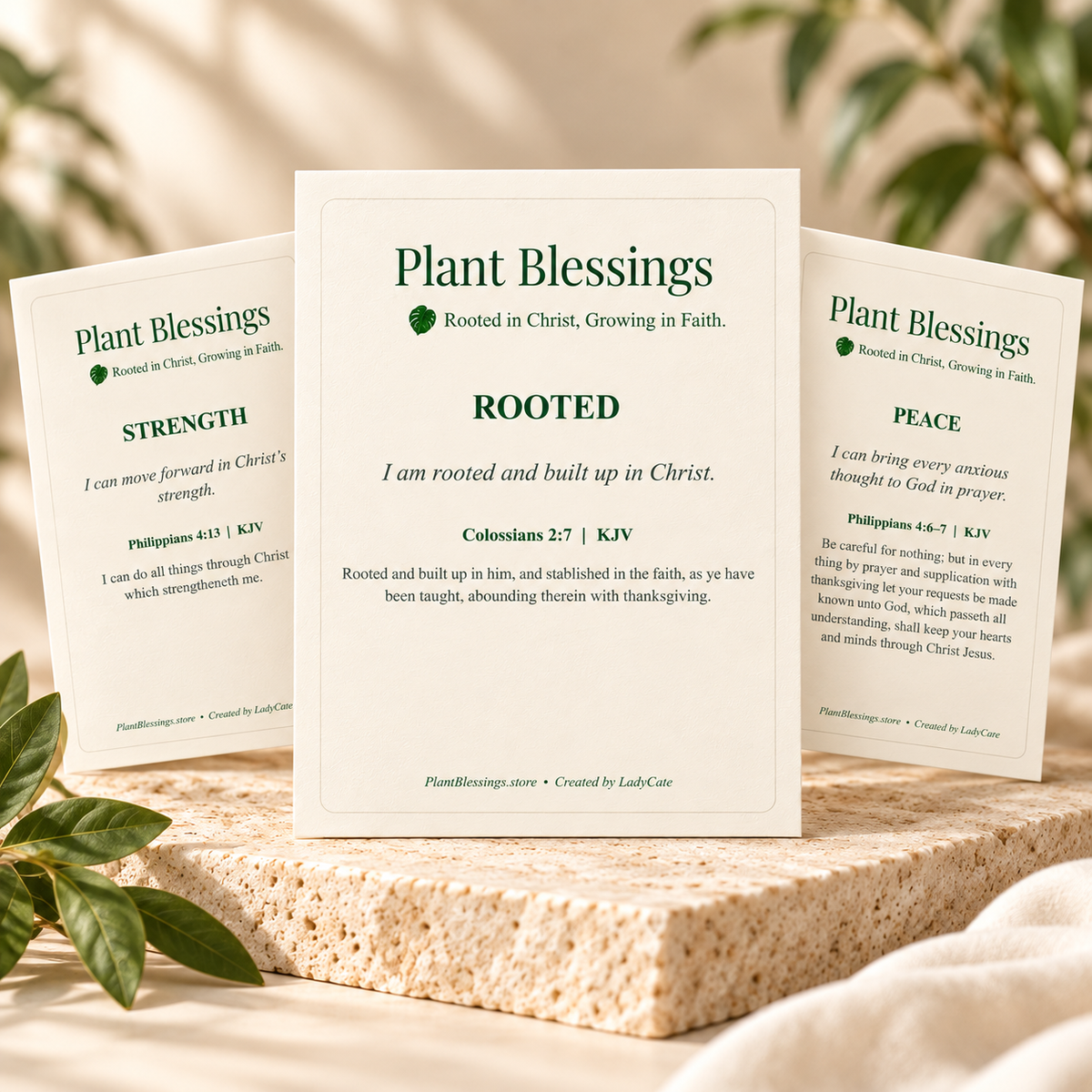 Plant Blessings – 7 Boutique Scripture Affirmation Cards (5x7 Printable Download)